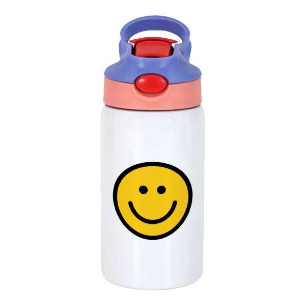 Smile classic — Children's hot water bottle, stainless steel, with safety straw, pink/purple (350ml)