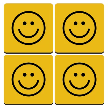 Smile classic, ΣΕΤ 4 Σουβέρ ξύλινα τετράγωνα (9cm)
