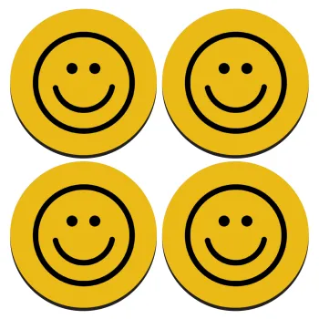 Smile classic, ΣΕΤ 4 Σουβέρ ξύλινα στρογγυλά (9cm)