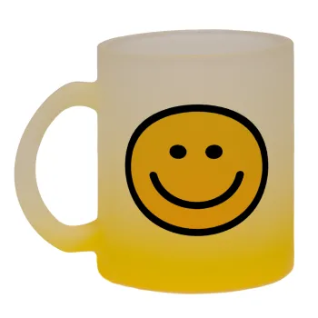Smile classic, Κούπα γυάλινη δίχρωμη με βάση το κίτρινο ματ, 330ml