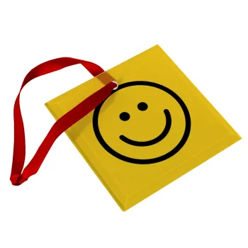 Smile classic, Στολίδι Χριστουγεννιάτικο στολίδι γυάλινο τετράγωνο 9x9cm