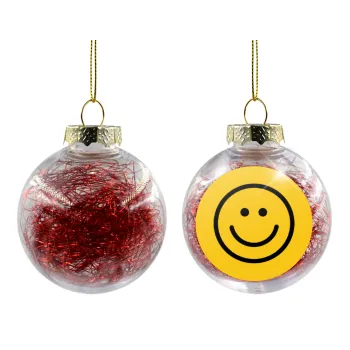 Smile classic, Transparent Christmas tree ball ornament with red filling 8cm