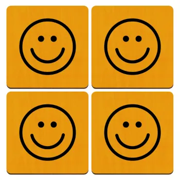 Smile classic, ΣΕΤ x4 Σουβέρ ξύλινα τετράγωνα plywood (9cm)