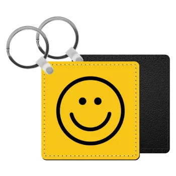 Smile classic, Μπρελόκ Δερματίνη, τετράγωνο ΜΑΥΡΟ (5x5cm)