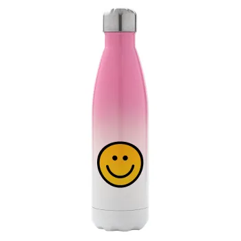 Smile classic, Μεταλλικό παγούρι θερμός Ροζ/Λευκό (Stainless steel), διπλού τοιχώματος, 500ml