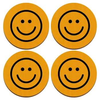 Smile classic, ΣΕΤ x4 Σουβέρ ξύλινα στρογγυλά plywood (9cm)