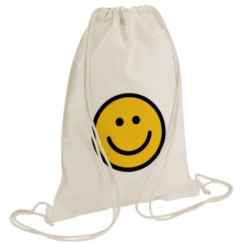 Smile classic, Τσάντα πλάτης πουγκί GYMBAG natural (28x40cm)