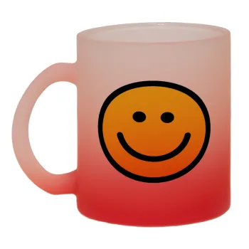 Smile classic, Κούπα γυάλινη δίχρωμη με βάση το κόκκινο ματ, 330ml