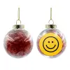 Transparent Christmas tree ball ornament with red filling 8cm