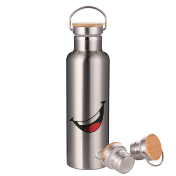 Φατσούλα γελάω!!!, Stainless steel Silver with wooden lid (bamboo), double wall, 750ml