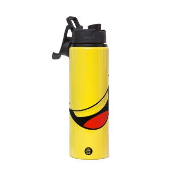 Φατσούλα γελάω!!!, Metallic water bottle with safety lid, 850ml aluminum