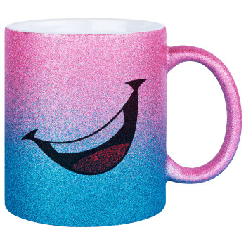 Φατσούλα γελάω!!!, Κούπα Χρυσή/Μπλε Glitter, κεραμική, 330ml