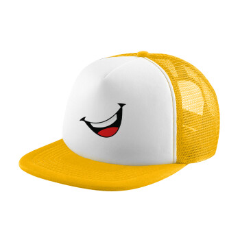 Φατσούλα γελάω!!!, Καπέλο Ενηλίκων Soft Trucker με Δίχτυ Κίτρινο/White (POLYESTER, ΕΝΗΛΙΚΩΝ, UNISEX, ONE SIZE)