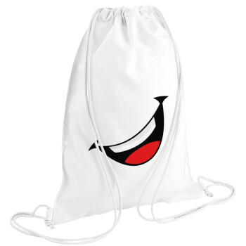 Φατσούλα γελάω!!!, Τσάντα πλάτης πουγκί GYMBAG λευκή (28x40cm)