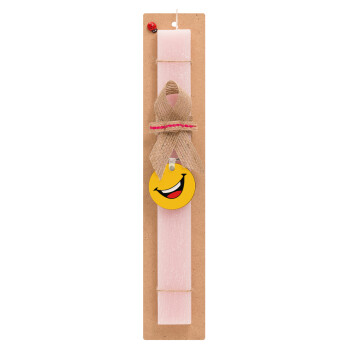Φατσούλα γελάω!!!, Easter Set, wooden keychain & scented flat Easter candle (30cm) (PINK)