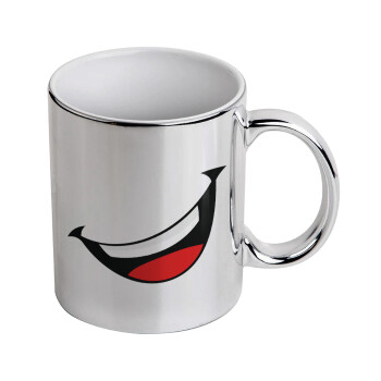 Φατσούλα γελάω!!!, Mug ceramic, silver mirror, 330ml