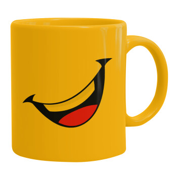 Φατσούλα γελάω!!!, Ceramic coffee mug yellow, 330ml