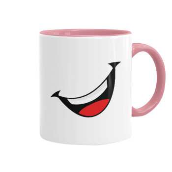 Φατσούλα γελάω!!!, Κούπα χρωματιστή ροζ, κεραμική, 330ml