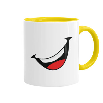 Φατσούλα γελάω!!!, Mug colored yellow, ceramic, 330ml