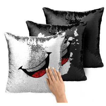 Φατσούλα γελάω!!!, Μαξιλάρι καναπέ Μαγικό Μαύρο με πούλιες 40x40cm περιέχεται το γέμισμα
