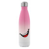 Metal mug thermos Pink/White (Stainless steel), double wall, 500ml