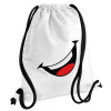 Backpack pouch GYMBAG white, with pocket (40x48cm) & thick cords