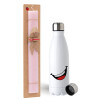 Easter Set, metallic stainless steel water bottle (750ml) & scented flat Easter candle (30cm) (PINK)