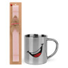 Easter Set, metallic thermal cup (300ml) & aromatic flat Easter candle (30cm) (PINK)