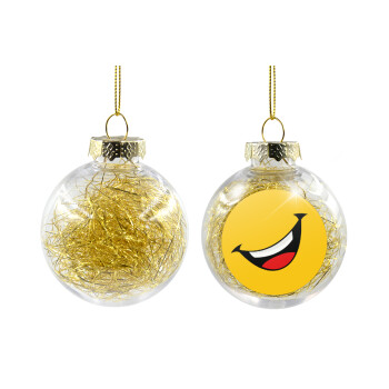 Φατσούλα γελάω!!!, Χριστουγεννιάτικη μπάλα δένδρου διάφανη με χρυσό γέμισμα 8cm