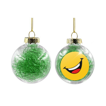 Φατσούλα γελάω!!!, Χριστουγεννιάτικη μπάλα δένδρου διάφανη με πράσινο γέμισμα 8cm