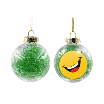 Φατσούλα γελάω!!!, Transparent Christmas tree ball ornament with green filling 8cm