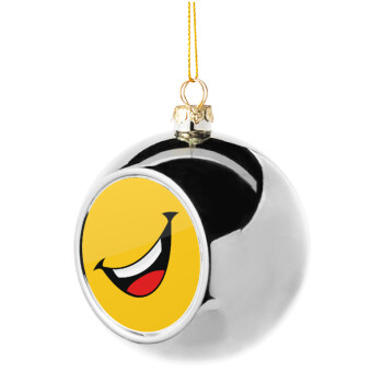 Φατσούλα γελάω!!!, Χριστουγεννιάτικη μπάλα δένδρου Ασημένια 8cm