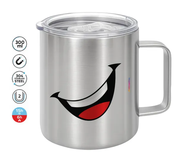 Φατσούλα γελάω!!! — Double-walled stainless steel mug 300ml with temperature-retaining lid