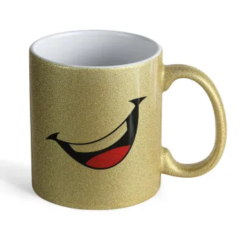 Φατσούλα γελάω!!!, Κούπα Χρυσή Glitter που γυαλίζει, κεραμική, 330ml