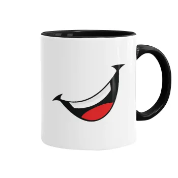 Φατσούλα γελάω!!!, Mug colored black, ceramic, 330ml