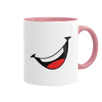 Φατσούλα γελάω!!!, Κούπα χρωματιστή ροζ, κεραμική, 330ml