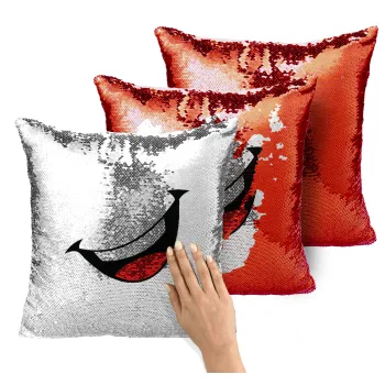 Φατσούλα γελάω!!!, Μαξιλάρι καναπέ Μαγικό Κόκκινο με πούλιες 40x40cm περιέχεται το γέμισμα