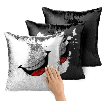 Φατσούλα γελάω!!!, Μαξιλάρι καναπέ Μαγικό Μαύρο με πούλιες 40x40cm περιέχεται το γέμισμα