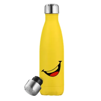 Φατσούλα γελάω!!!, Yellow Stainless Steel Metallic Thermos, double-walled, 500ml
