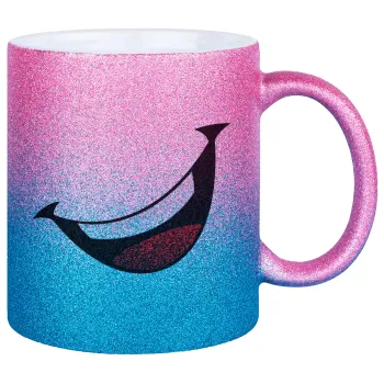 Φατσούλα γελάω!!!, Κούπα Χρυσή/Μπλε Glitter, κεραμική, 330ml