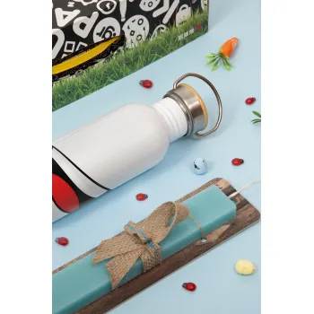 Φατσούλα γελάω!!!, Πασχαλινή Λαμπάδα με παγούρι μεταλλικό (620ml, stainless steel) & κερί αρωματικό πλακέ (30cm) (ΤΙΡΚΟΥΑΖ)