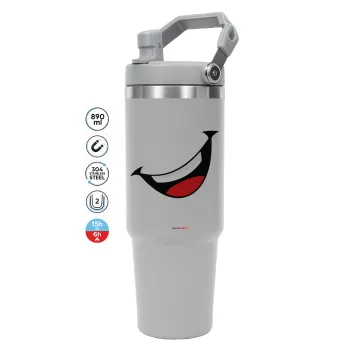 Φατσούλα γελάω!!!, ΓΚΡΙ χρώματος Θερμός Ανοξείδωτο 890ml (30oz) με χερούλι