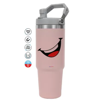 Φατσούλα γελάω!!!, ΡΟΖ χρώματος Θερμός Ανοξείδωτο 890ml (30oz) με χερούλι