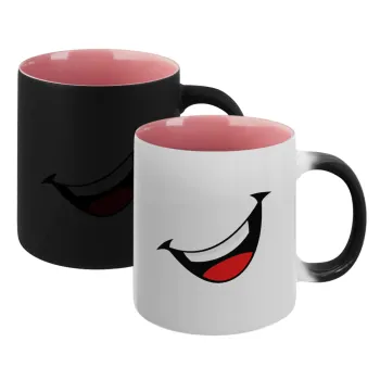 Φατσούλα γελάω!!!, Κούπα Μαγική εσωτερικό ΡΟΖ, κεραμική 330ml που αλλάζει χρώμα με το ζεστό ρόφημα