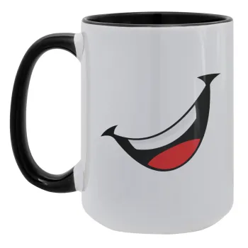 Φατσούλα γελάω!!!, Κούπα Mega 15oz, κεραμική Μαύρη, 450ml