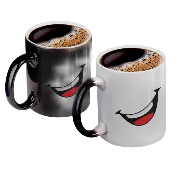 Φατσούλα γελάω!!!, Color changing magic Mug, ceramic, 330ml when adding hot liquid inside, the black colour desappears (1 pcs)