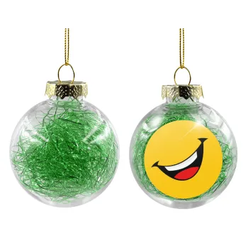 Φατσούλα γελάω!!!, Transparent Christmas tree ball ornament with green filling 8cm