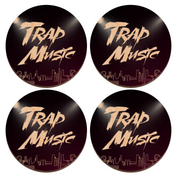 Trap music, ΣΕΤ x4 Σουβέρ ξύλινα στρογγυλά plywood (9cm)