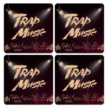 Trap music, ΣΕΤ x4 Σουβέρ ξύλινα τετράγωνα plywood (9cm)