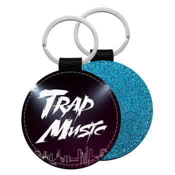 Trap music, Μπρελόκ Δερματίνη, στρογγυλό ΜΠΛΕ (5cm)